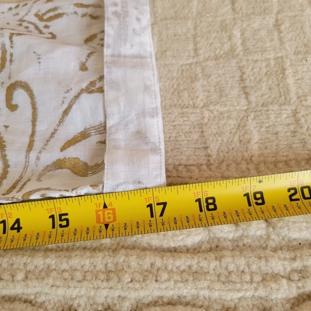 Lauren Ralph Lauren 100% Linen Gold Ivory Floral Print Shimmer Tunic size L